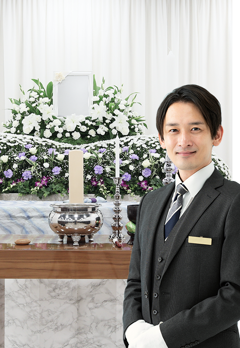 祭壇前とスタッフ